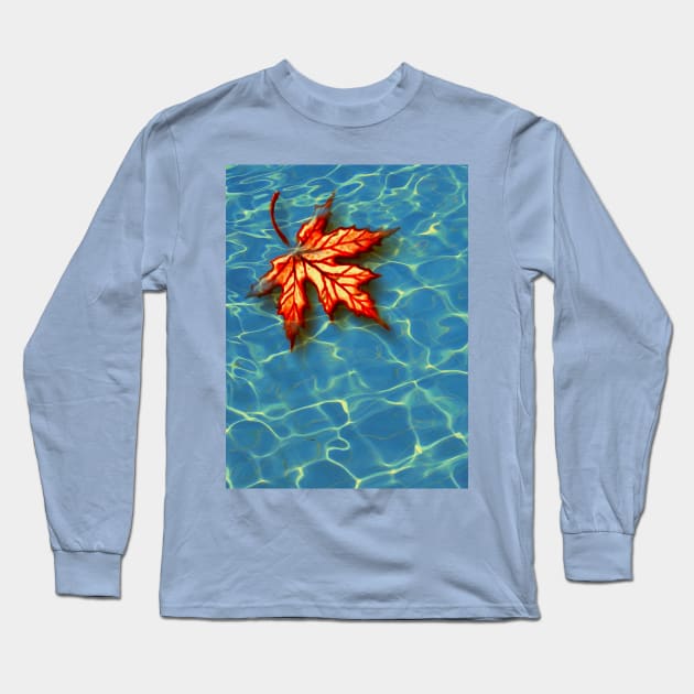 Wet Maple Leaf Long Sleeve T-Shirt by danieljanda